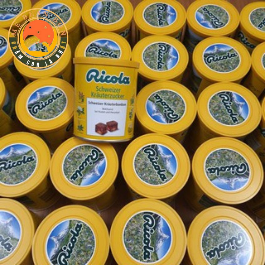 Viên Kẹo ngậm ho Ricola hộp 250g của Đức giúp ngăn ngừa ho và làm dịu cơn đau khàn giọng