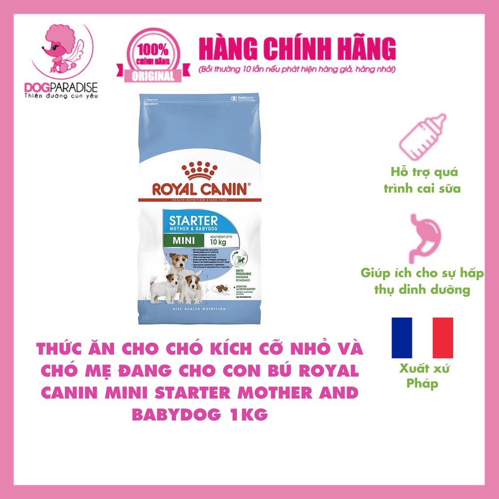 Thức ăn cho chó kích cỡ nhỏ và chó mẹ đang cho con bú Royal Canin Mini Starter Mother and Babydog 1kg - Dog Paradise