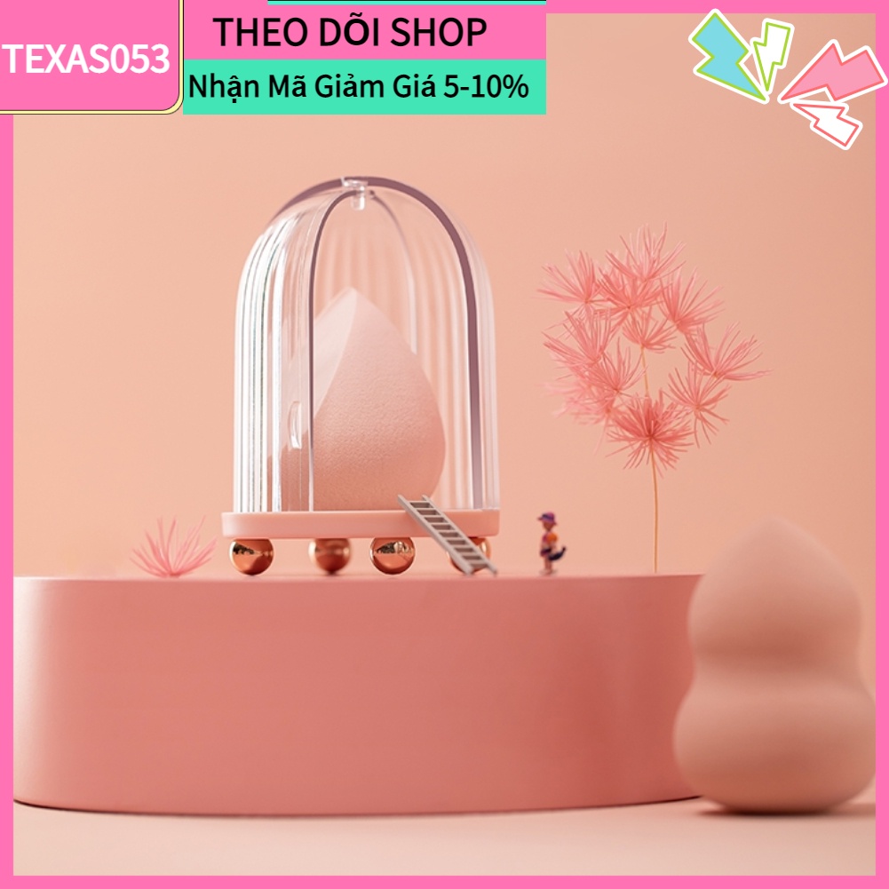 Hàng Sẵn Hộp Đựng Mút Trang Điểm Làm khô Trong Suốt Siêu Cute (Không Bao Gồm Mút)【Texas053】