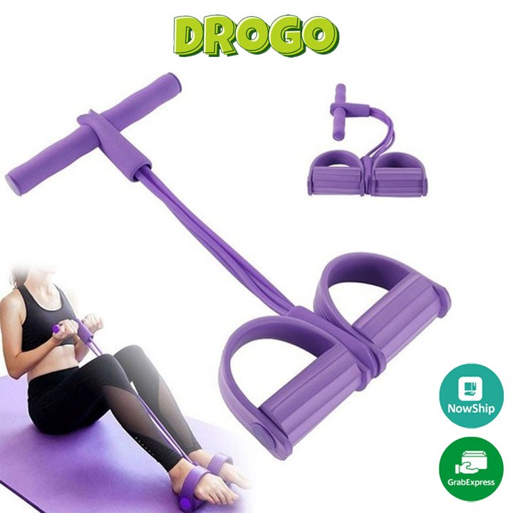 Dây kéo tập gym đàn hồi kháng lực 4 ống cao su đa năng tập bụng, thể dục tại nhà