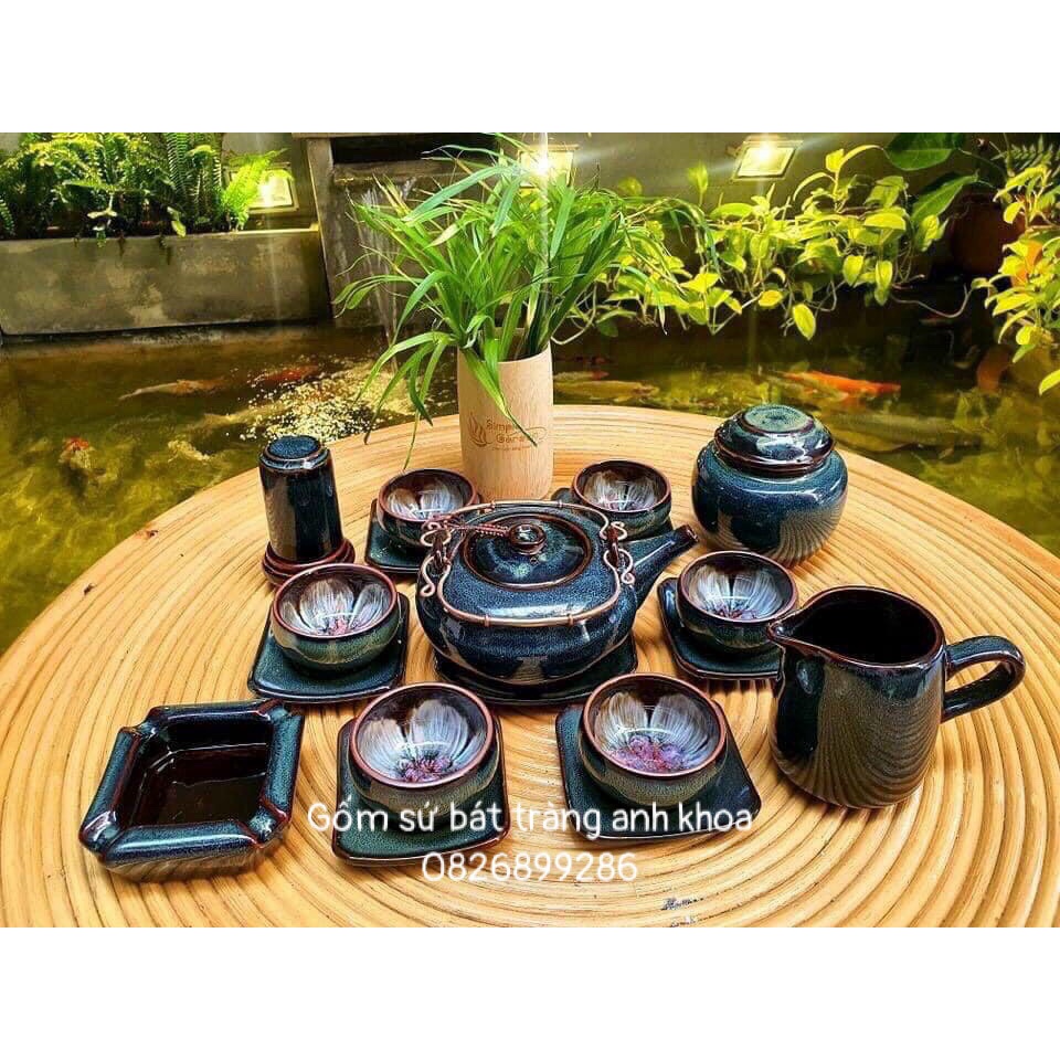 [CHÍNH HÃNG NGHỆ NHÂN]Bộ ấm chén HOA NỞ TRONG CHÉN nghệ nhân TÔ THANH SƠN Bát Tràng - Bộ ấm chén đẹp