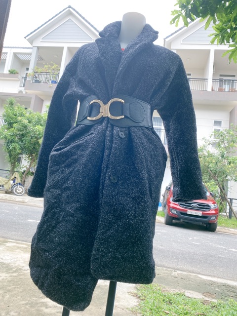 Áo khoát dạ dáng dài màu xám combo15