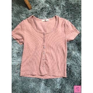 Áo croptop thun tăm  [Ảnh thật] (Gài nút, form ôm chuẩn)