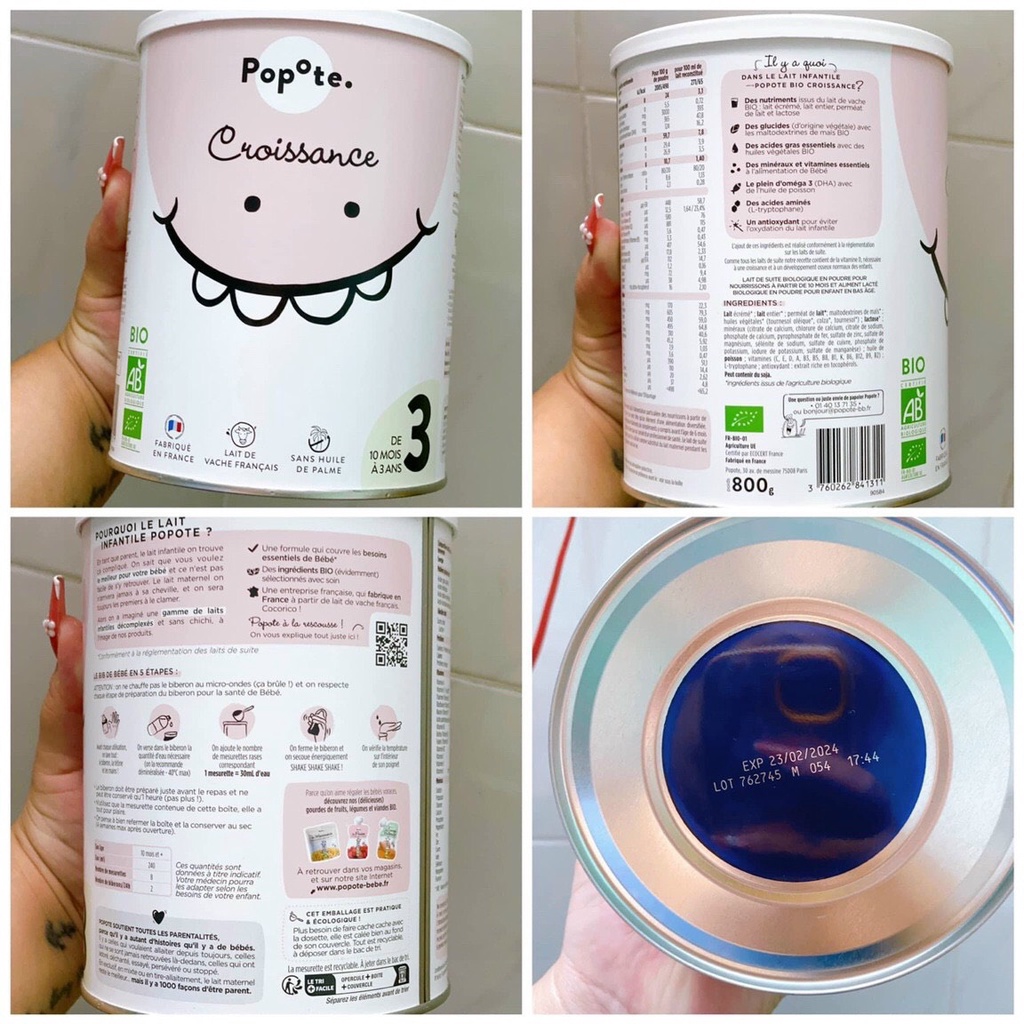 Sữa công thức hữu cơ Popote của Pháp (800gr)