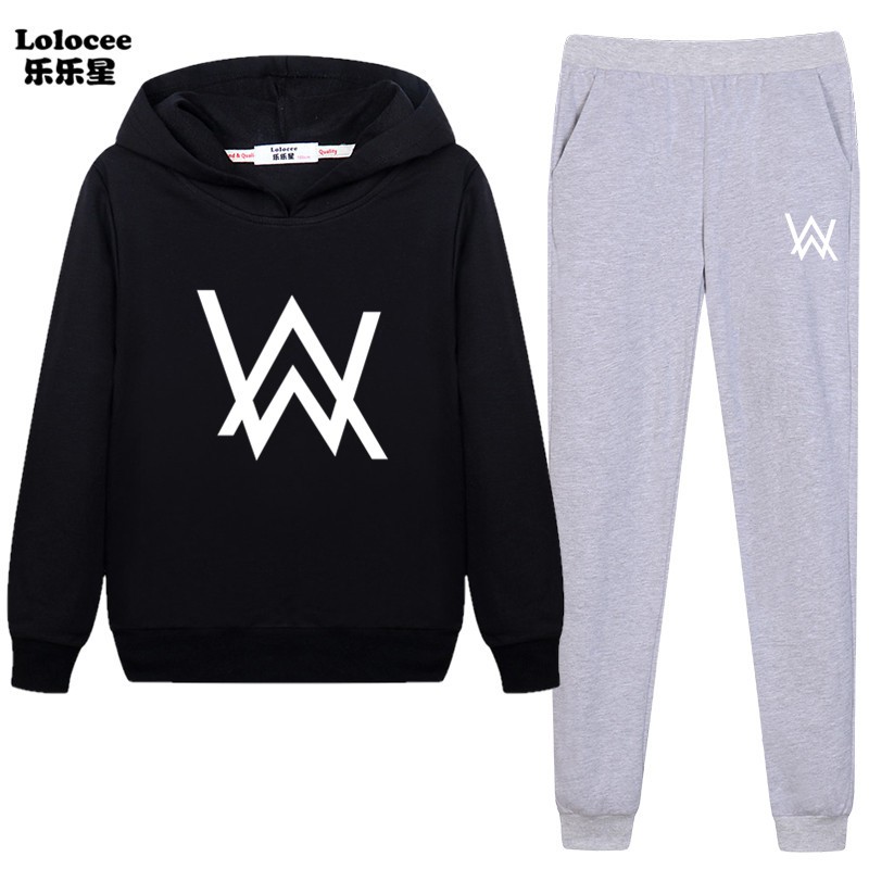 Bộ Quần Áo 2 Lớp Và Áo Hoodie Tay Dài In Chữ Alan Walker Cho Bé Trai