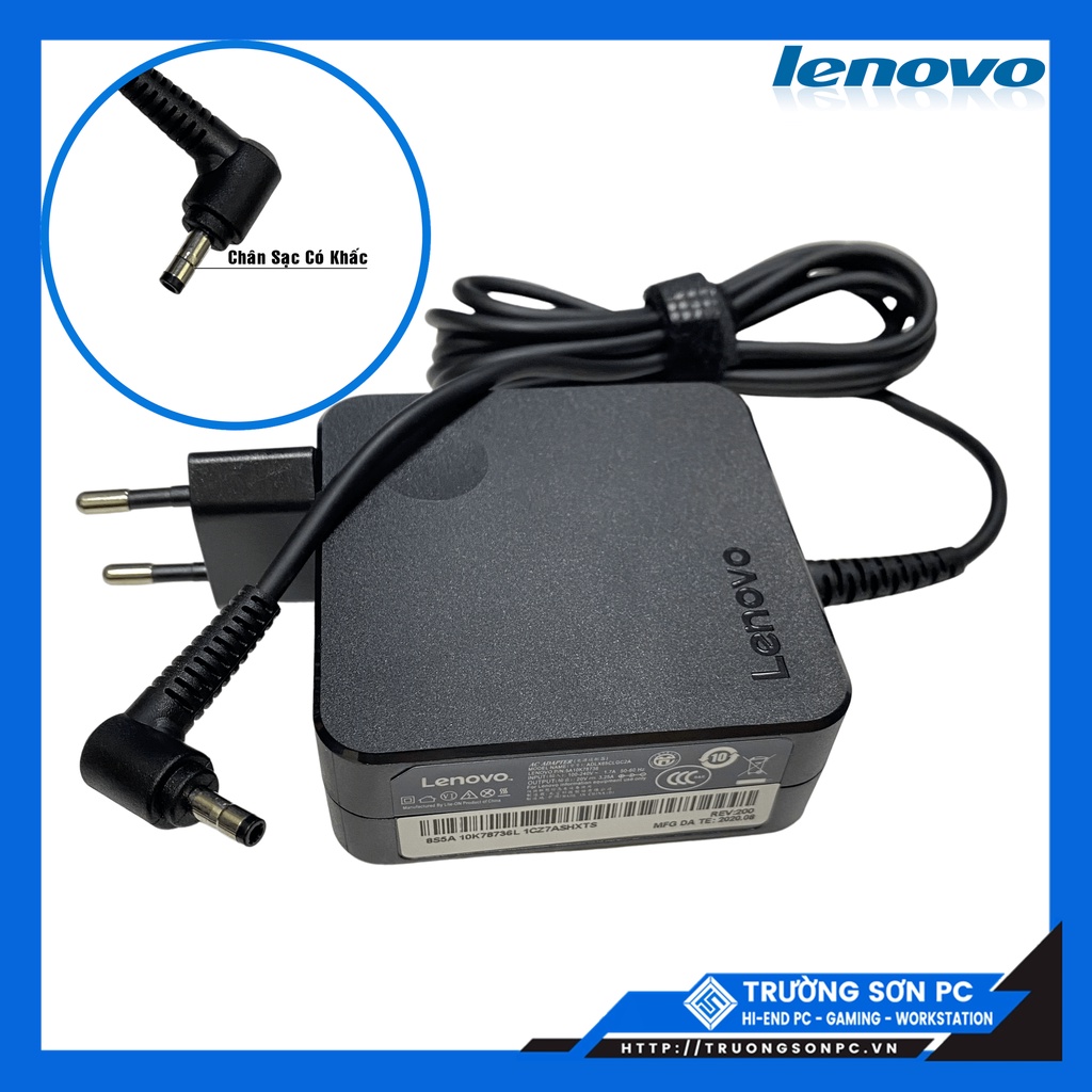 Sạc Laptop LENOVO 20V - 3.25A Chân Nhỏ Có Khấc Ideapad S145-15IIL | Củ Sạc Vuông Zin Cao Cấp