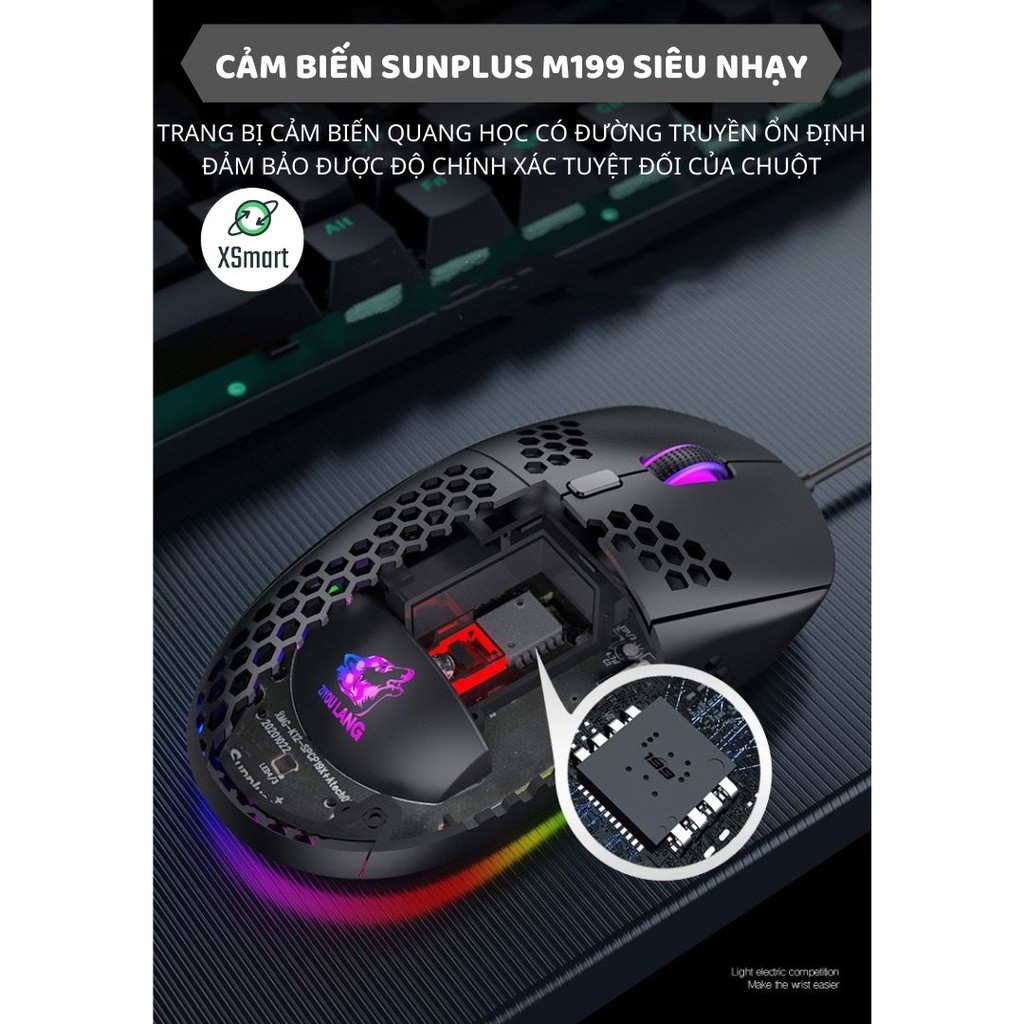 Chuột Cơ Gaming Chuyên Chơi Game Máy Tính PC Laptop M8 Thế Hệ Mới LED RGB Nhiều Chế Độ, DPI 6 Mức