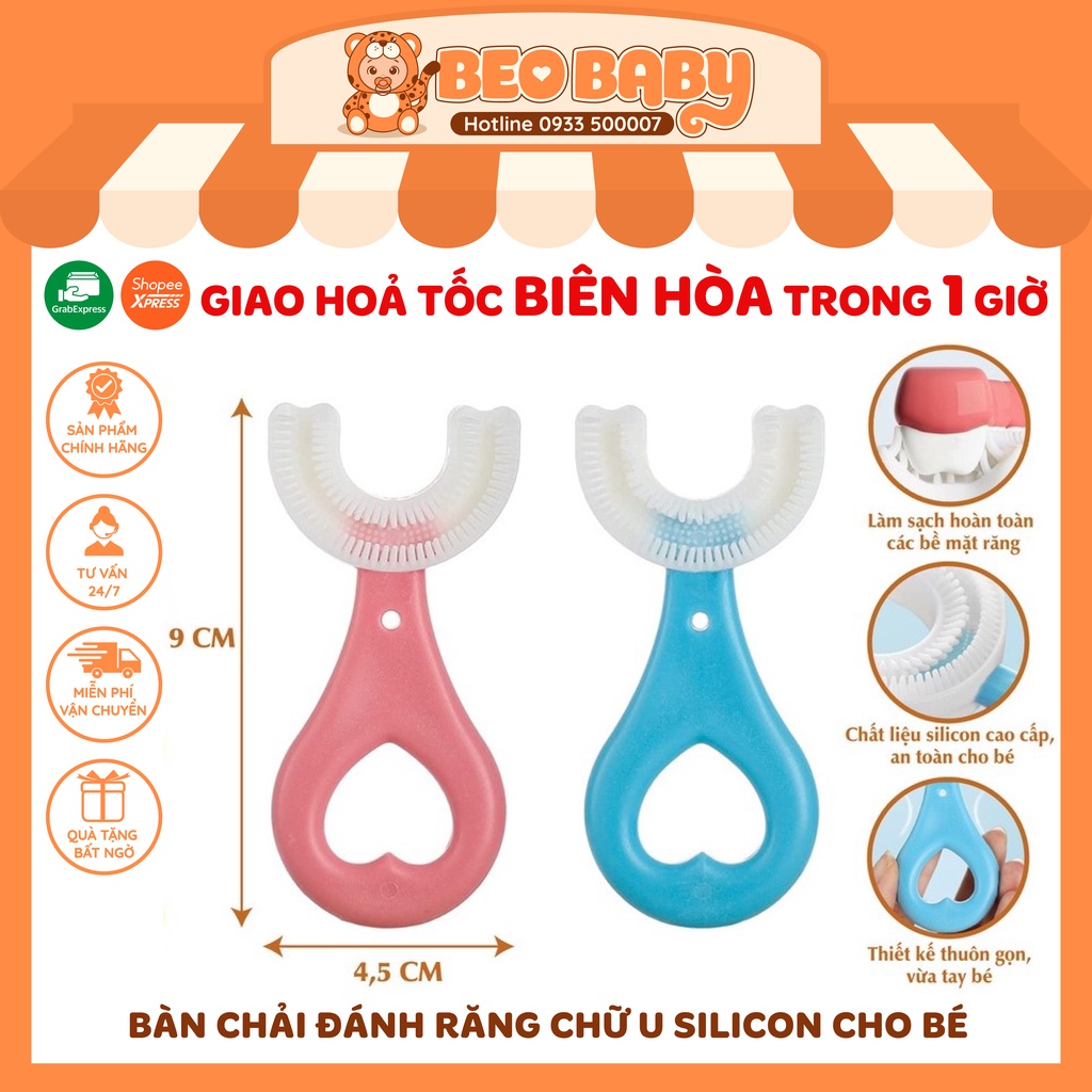 Bàn Chải Đánh Răng Chữ U Chất Liệu Silicon Mềm Mại An Toàn Cho Bé 2 - 6 Tuổi