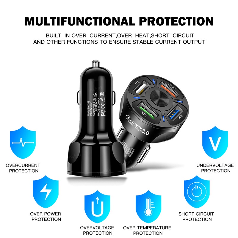 Củ Sạc Nhanh 4 Cổng USB 48w 7a Cho iPhone 11 12 13pro max xiaomi samsung s8 s9 s10 galaxy