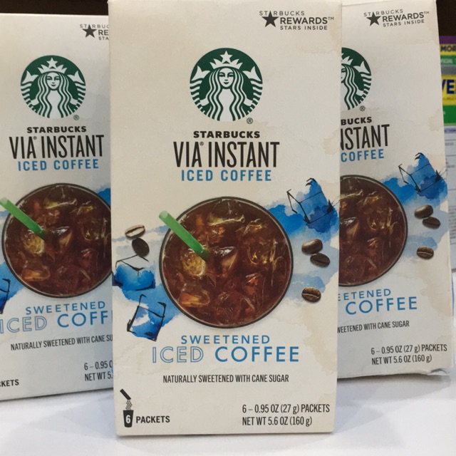 Cafe hoà tan có đường Starbuck, pha được với nước lạnh
