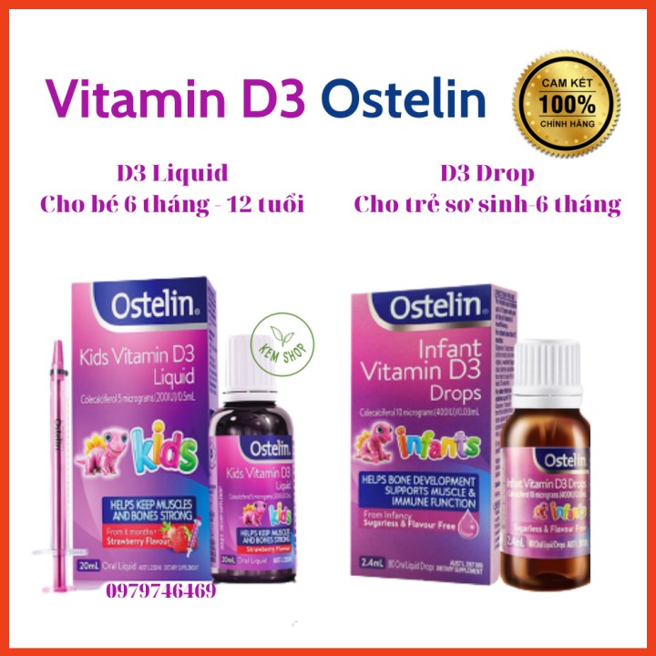 [Cam kết Chuẩn Auth] Vitamin D3 - Ostelin Vitamin D3 phát triển xương và răng cho trẻ (Chuẩn Úc mẫu mới date mới)