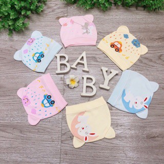 Mũ cotton Sơ Sinh Cho Bé dưới 4 tháng tuổi