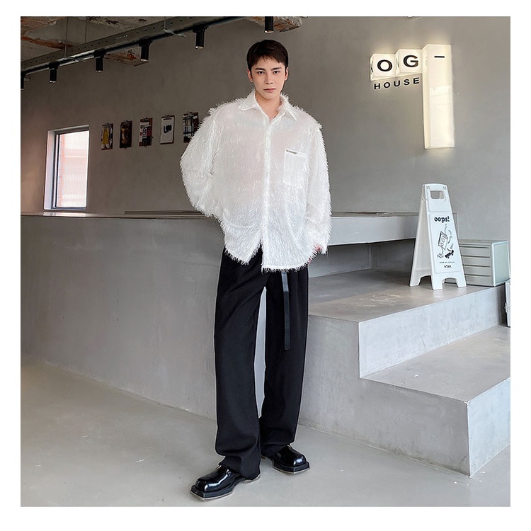 Áo Sơ Mi Tay Dài Phối Lưới Thoáng Khí Phong Cách Hàn Quốc Thời Trang Mùa Hè Cho Nam Và Nữ