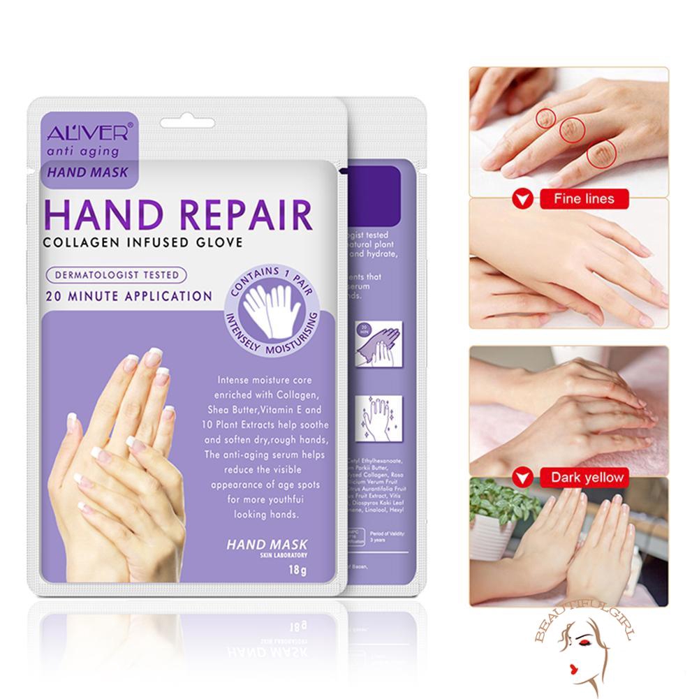 ✡BG✡In Stock ALIVER Moisturizing Hand Mask Exfoliating Remove Dead Skin Film Hand Care