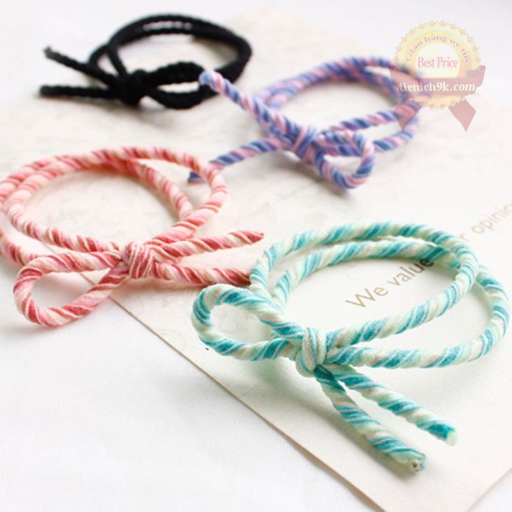 Chun buộc tóc đôi bện 2 màu kép sang trọng vintage dễ thương