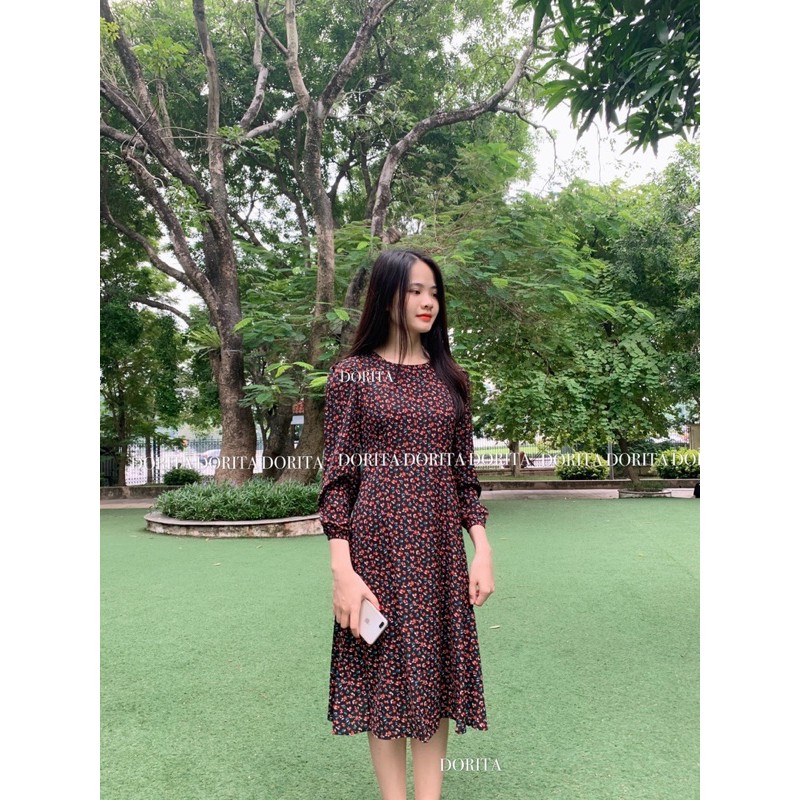 Váy hoa nhí dài tay nhiều màu, Đầm ullzang hoa nhí - Dorita Boutique