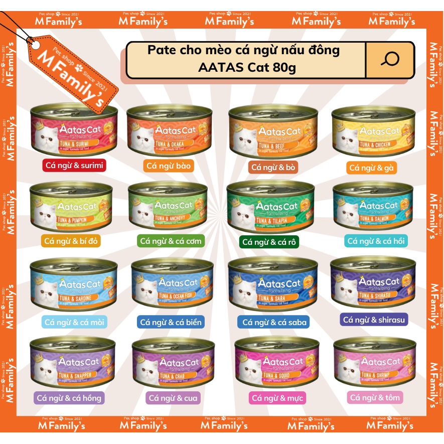 Pate Cho Mèo Aatas Cá Ngừ Nấu Đông Hộp 80g