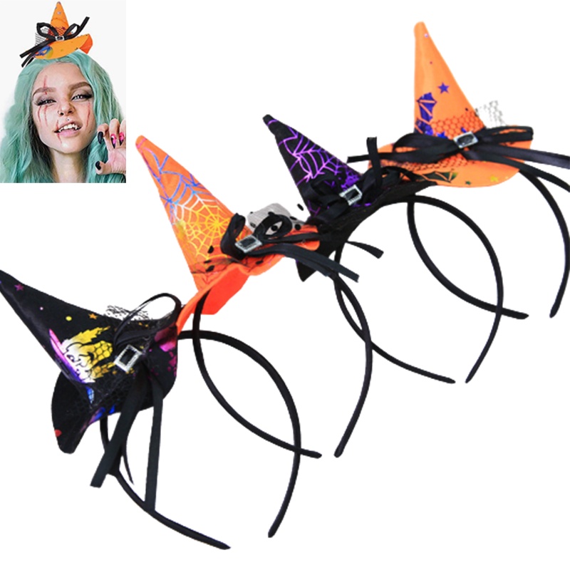 Cài tóc mũ phù thủy lễ hội Halloween bữa tiệc đầu lâu mạng nhện ma phụ kiện tạo bầu không khí biểu diễn
