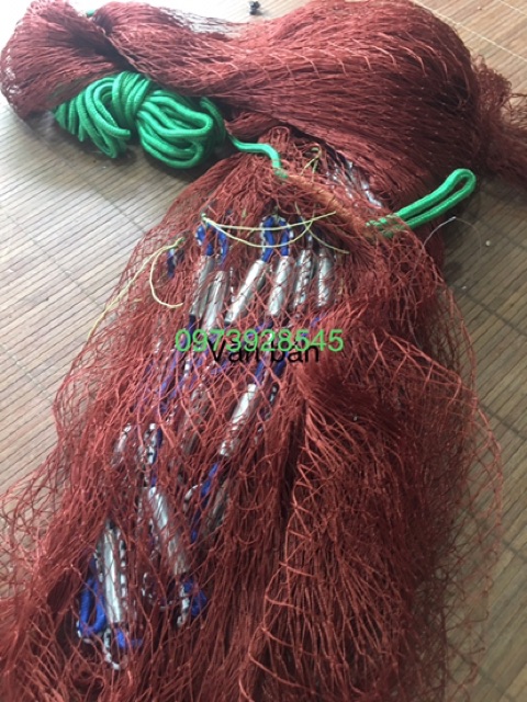 Chài dù đỏ chân chì đúc mắt 3,5cm- chài đánh cá