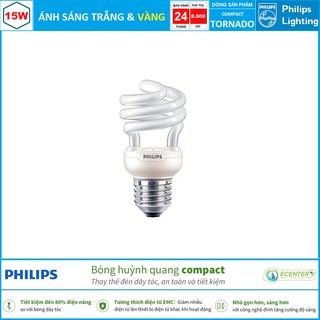 Đèn Compact Philips Tornado 15W CDL E27 ( Ánh sáng trắng + vàng )