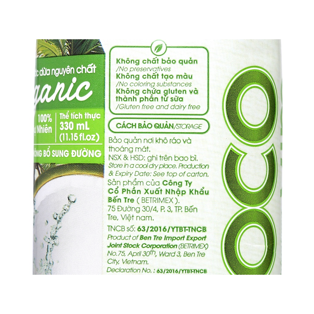 Nước dừa Cocoxim organic lốc 6 hộp x 330ml