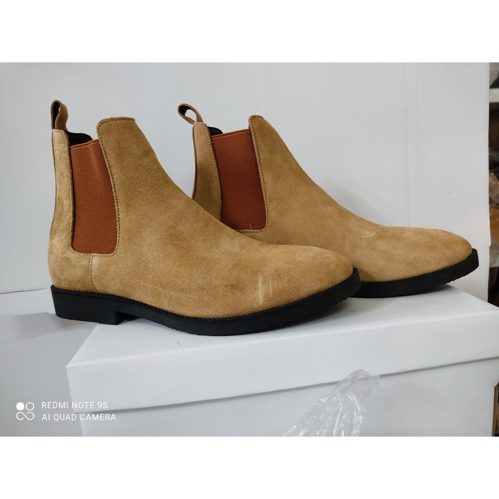 [ Sale ] . Giày Chelsea Boots Da Lộn Nâu Đế crep