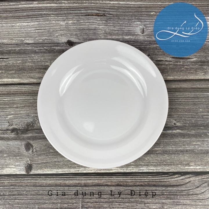 Dĩa nhựa melamine trắng tròn cao cấp, an toàn cho gia đình