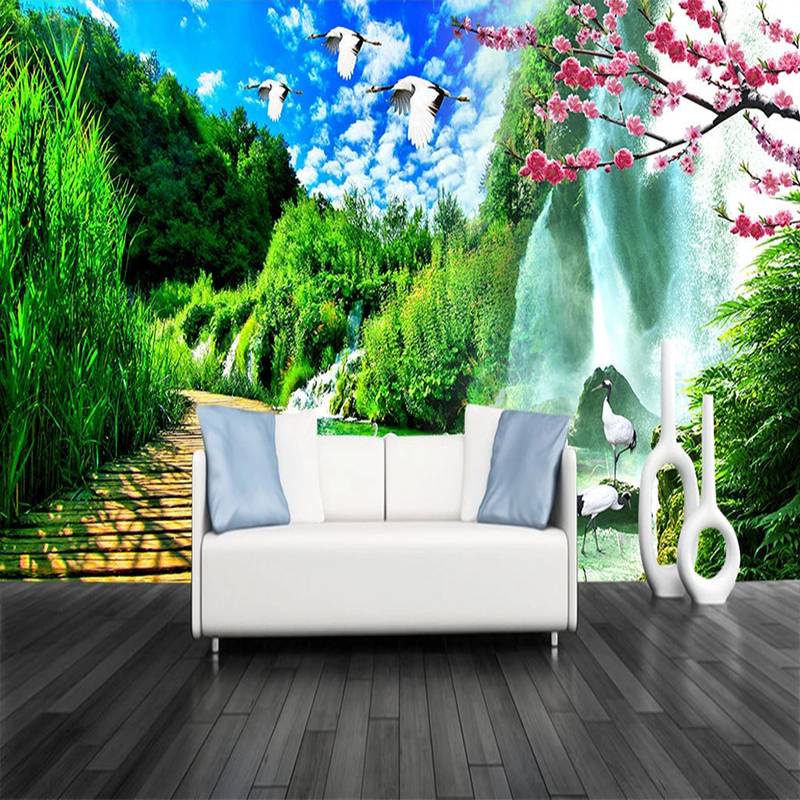 Tranh vải bạt treo tường trang trí hình phong cảnh thiên nhiên 3D chống nước cho nhà bếp/phòng khách
