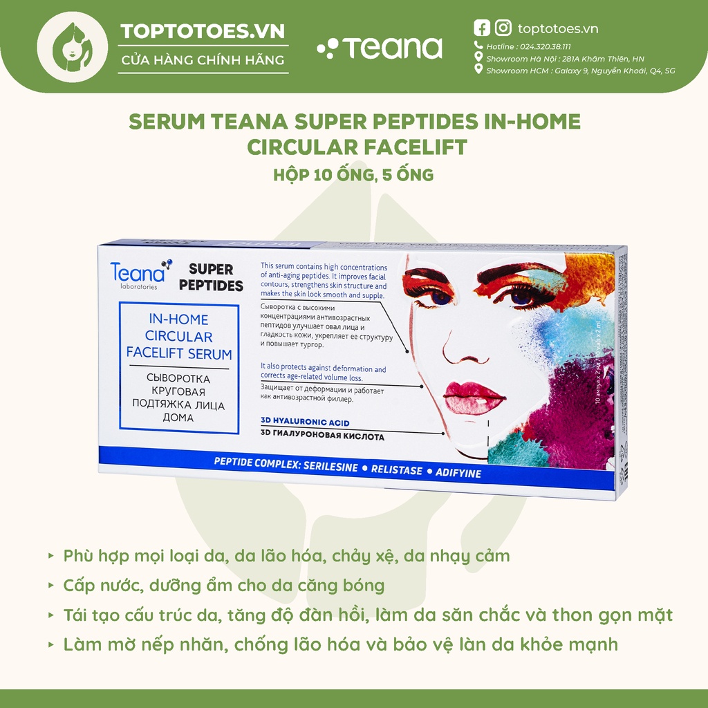 Serum Teana Super Peptides In-home Circular Facelift làm thon gọn mặt, trẻ hoá da 20ml