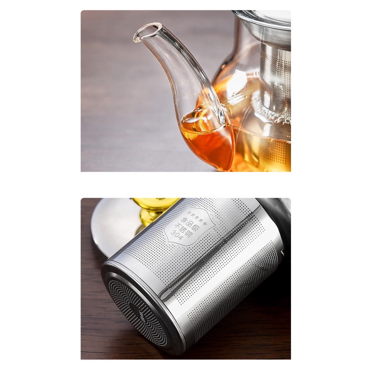 Ấm, Bình Thủy Tinh Pha Trà Có Lưới Lọc Inox 304 Dung Tích 450 ml