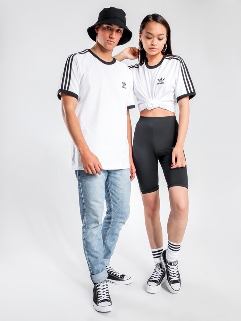 Áo Phông Adidas Unisex, áo thun nam nữ 3 sọc basix logoo thêu ngực
