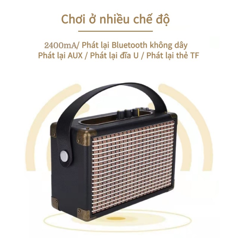 Loa Bluetooth Không Dây Mini Cổ Điển, Thiết Kế Da Công Suất Lớn 10W * 2, Loa Gỗ Di Động Ngoài Trời Giá Rẻ