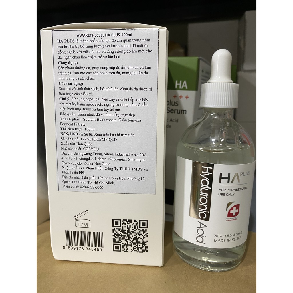 Serum HA Plus dùng trong spa thẫm mỹ viện chai 100ml ( HA Bạc )