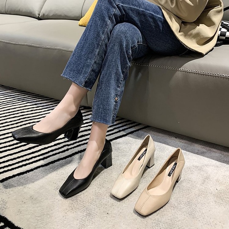 Giày cao gót IELGY mũi vuông phong cách Hàn Quốc thời trang cho nữ