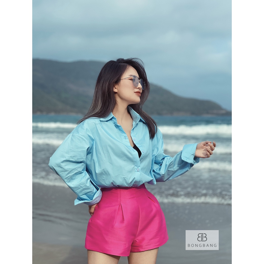 Set sơ mi phối quần sooc - Hàng có sẵn - Xưởng may Lộc Vân - V29