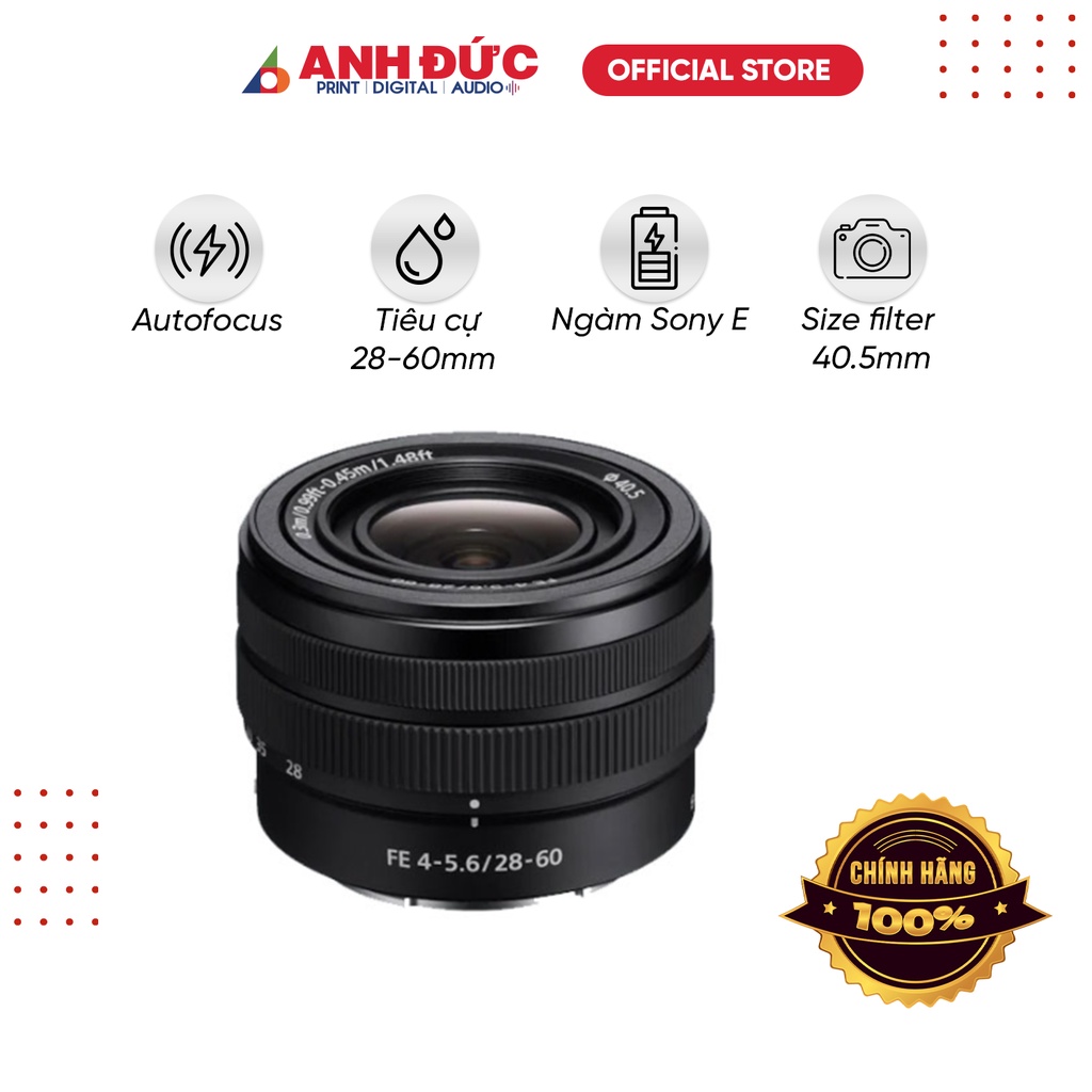 Ống kính Sony FE 28-60mm f/4-5.6 (Tách Kít), Hàng chính hãng bảo hàng 12 tháng Sony Việt Nam