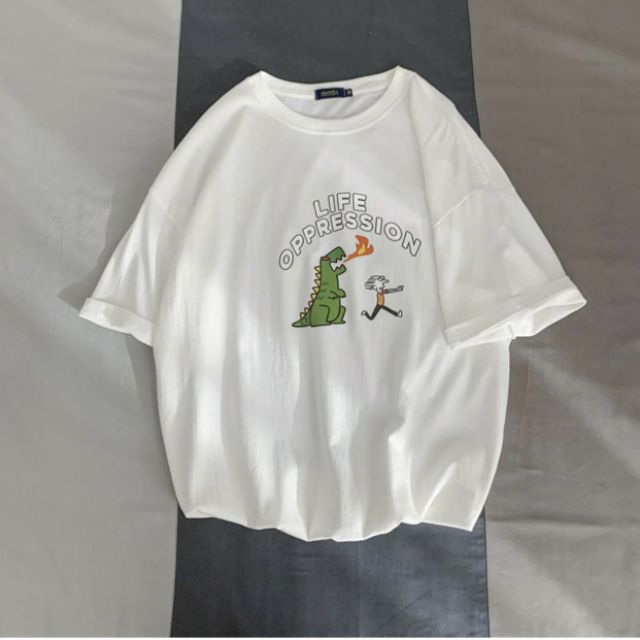 Áo thun tay lỡ Unisex Khủng long &amp; cậu bé