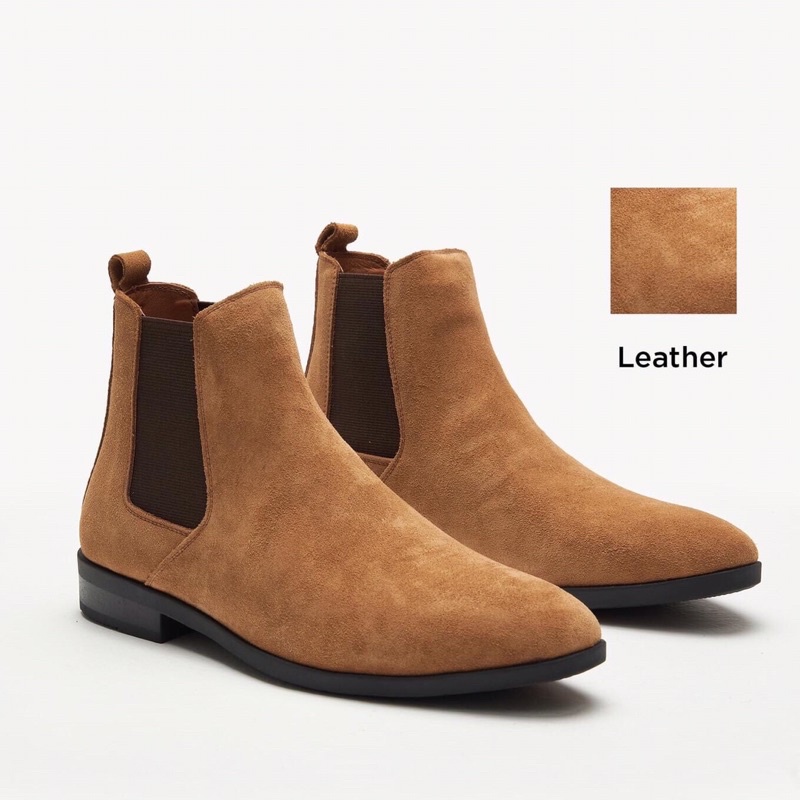 Giày chelsea boost nam da lộn, đế 3 cm khâu chắc chắn.