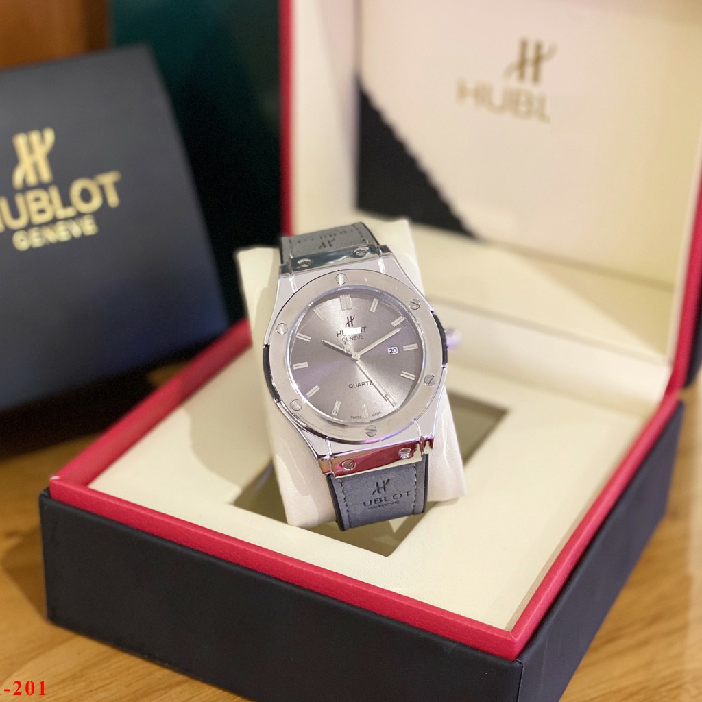 Đồng hồ nam hublot mặt trơn dây da cao cấp bảo hành 12 tháng (201) - Dongho.nam.hublot