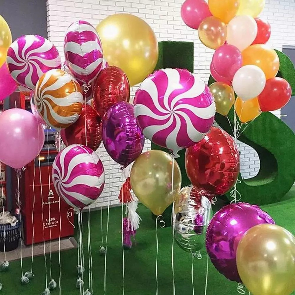 Bong bóng lá nhôm hình tròn 18 inch nhiều màu sắc trang trí tiệc sinh nhật