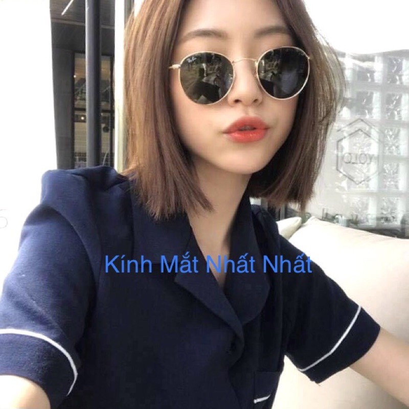 Kính mát rb mắt tròn tròng thủy tinh kèm hộp hãng