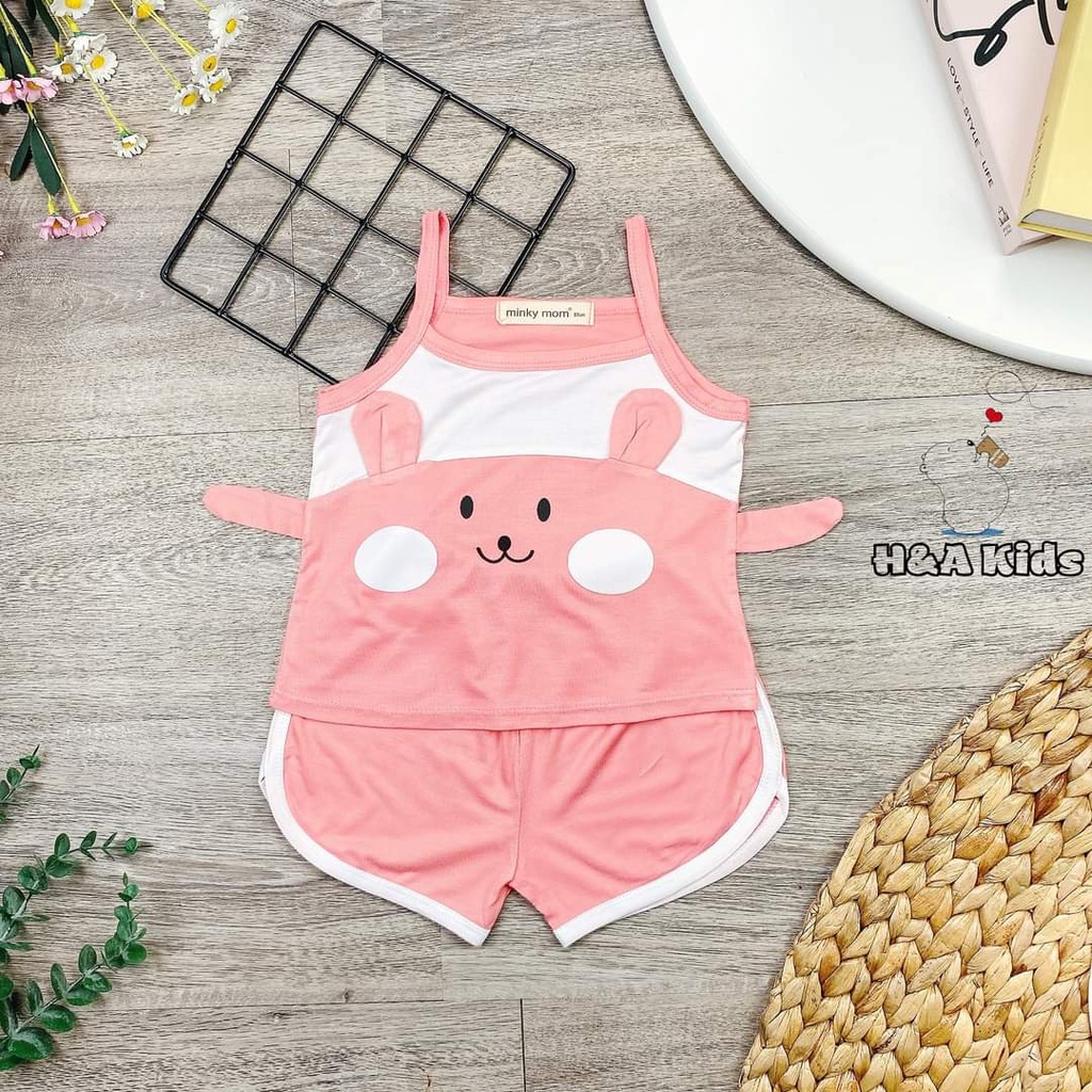 [Bé 7-26kg] Bộ 2 dây thun lạnh mặt thú Minky Mom mềm mịn mát cho bé gái từ 7-26kg