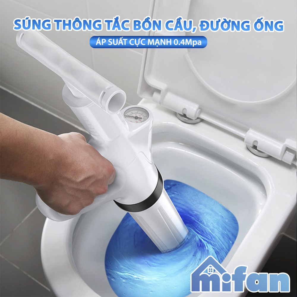 Súng Thông Tắc Bồn Cầu, Chậu Rửa Bát, Bồn Tắm - Mẫu Mới 2021 MIFAN - Khí Nén AGT Cực Mạnh 8kg - Nhựa ABS Cao Cấp