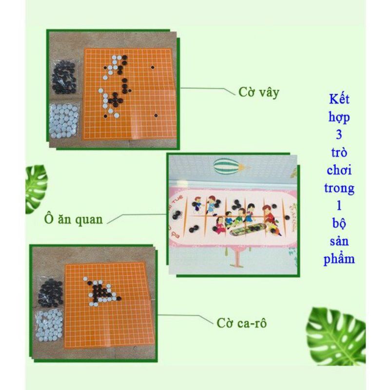 Đồ Chơi Trí Tuệ 3 in 1 - Ô Ăn Quan - Cờ Vây - Cờ Caro - Trò Chơi Dân Gian