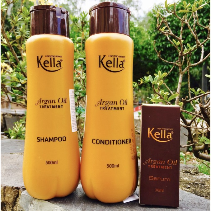 Combo gội xã tinh dầu bảo vệ tóc Kella Argan Oil 500ml