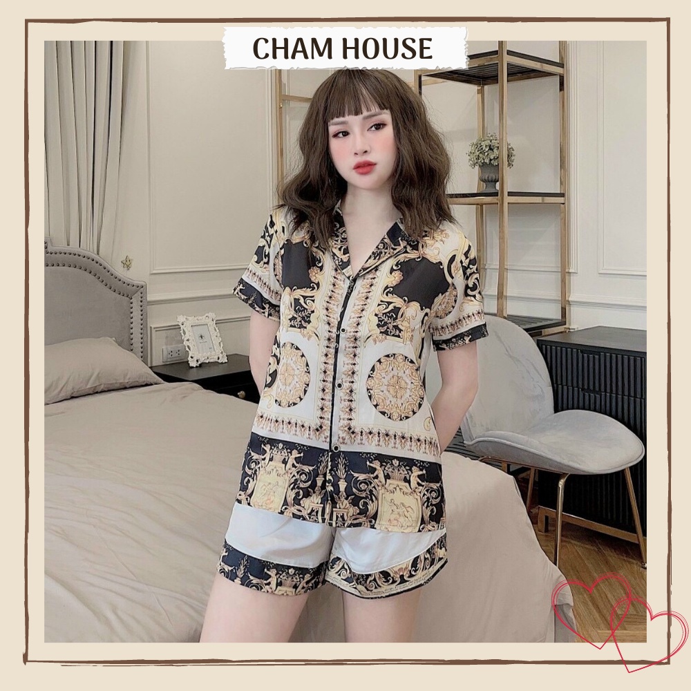 Đồ bộ pijama lụa satin tay ngắn quần đùi