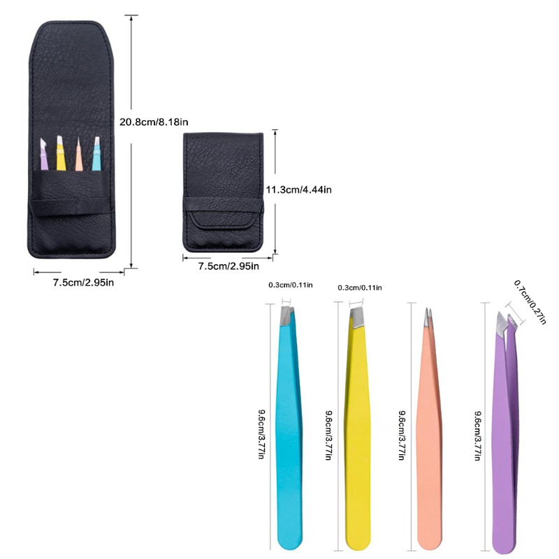 Set 4 Nhíp Nhổ Lông Mày Chuyên Nghiệp Bằng Thép Không Gỉ