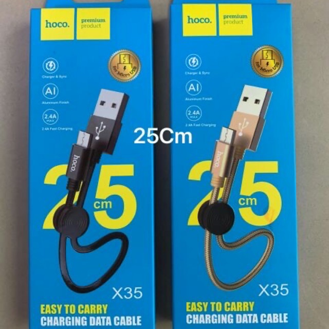 Cáp sạc nhanh 25cm Hoco X35 cổng Micro chính hãng