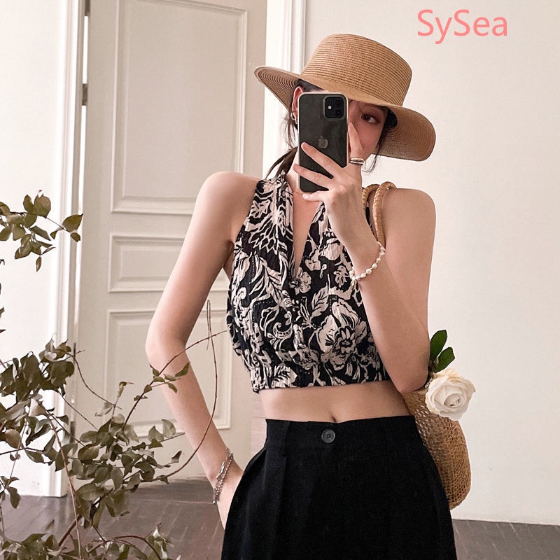 Áo kiểu croptop cổ yếm thời trang mùa hè quyến rũ dành cho nữ