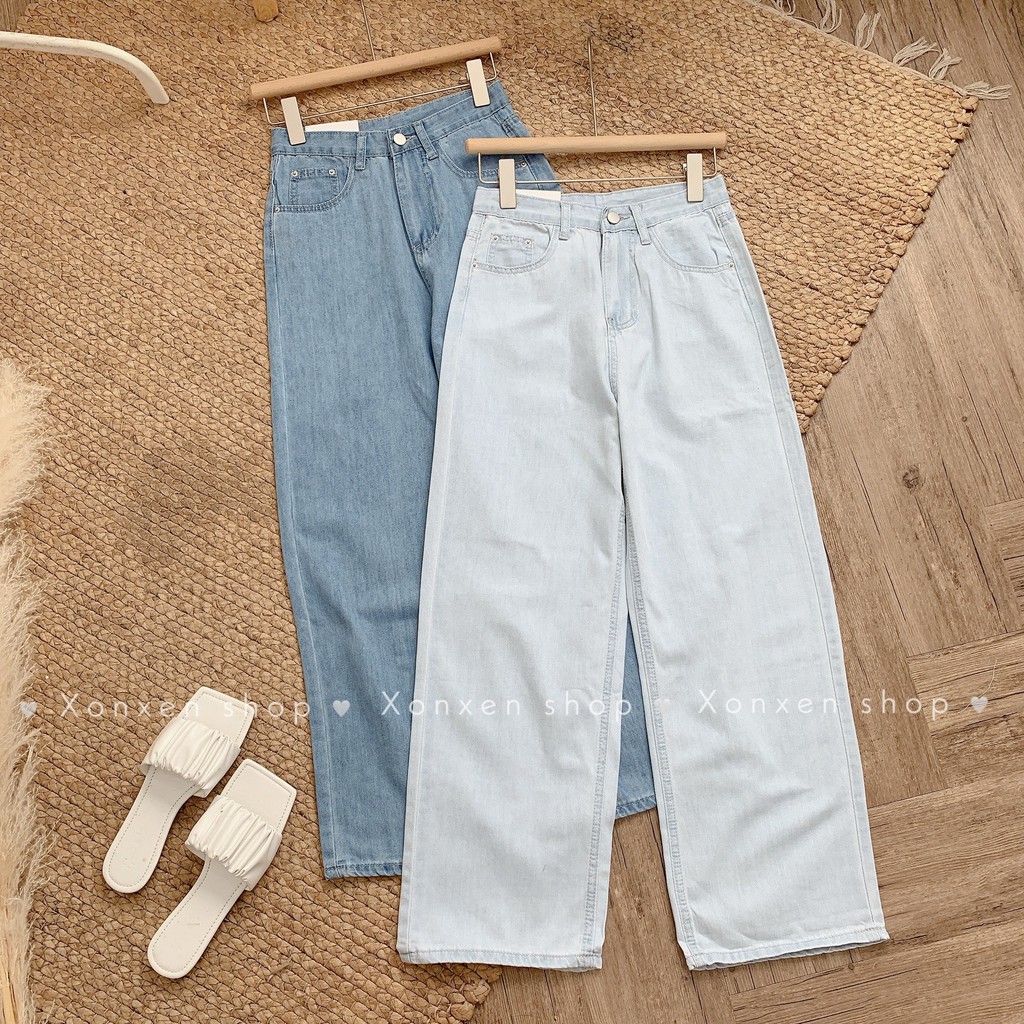 Quần jean nữ ống rộng, quần bò ống đứng chuẩn form XONXEN SHOP size S M L mã 8051